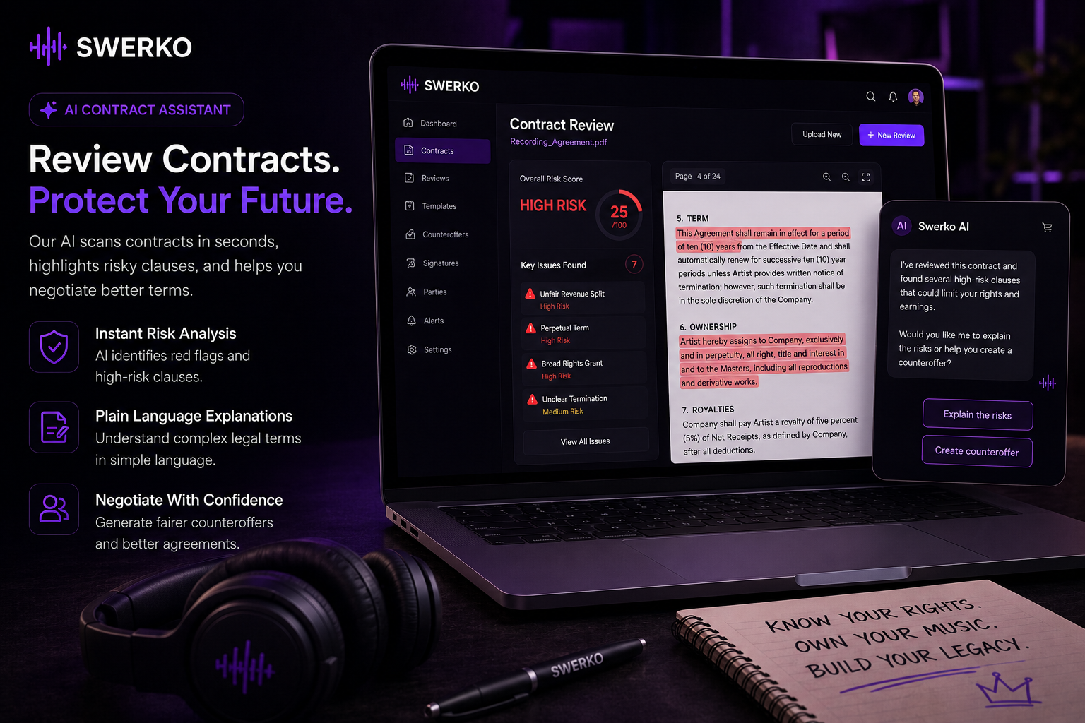 Swerko AI contract review and risk analysis